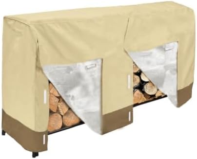 8Ft 210D Oxford Outdoor Waterproof Firewood Rack Cover for Heavy Duty Log Rack, Brown