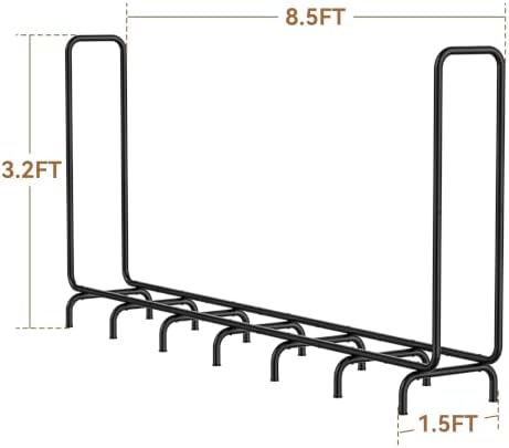8.5FT Firewood Rack Outdoor, Heavy Duty Metal Wood Rack for Firewood Storage,...