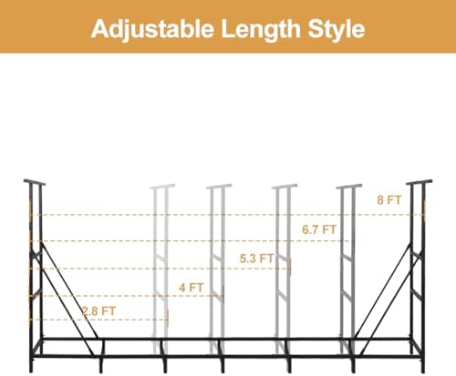 Vailge Firewood Rack Outdoor 8FT with Waterproof Firewood Carrier Bag, Adjust...
