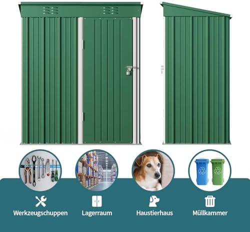 Bealife Metal Garden Shed Tool Shed, Galvanized Steel Tool Shed, Outdoor Stor...