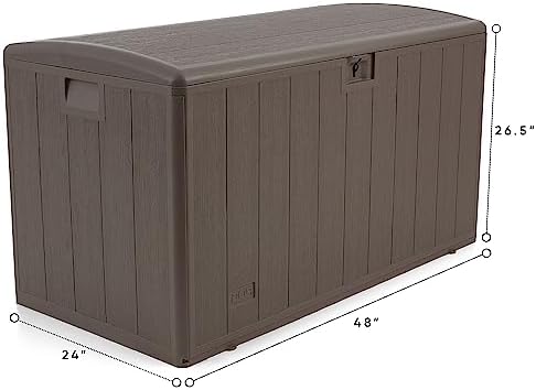 Plastic Development Group Deck Box, Standard Close, Driftwood, 105 Gal