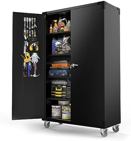 VINGLI Upgraded Wide & Deep Garage Storage Cabinet, Metal Storage Cabinet...
