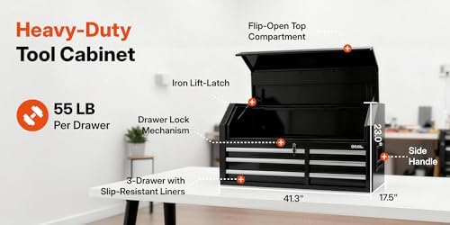 42" Rolling Tool Chest with 6 Drawers - Tool Box with Ball Bearing Slide...
