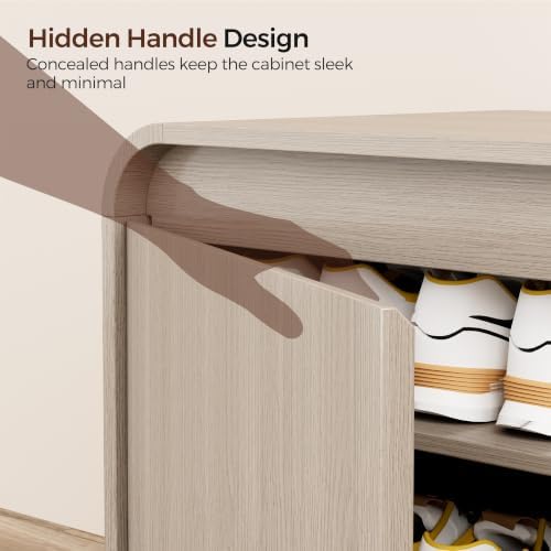 Homleke Modern Curved Entryway Shoe Storage Bench