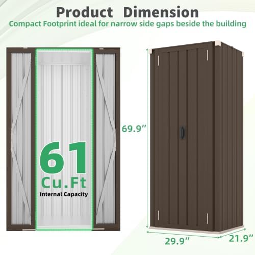AECOJOY Outdoor Storage Cabinet Waterproof, 70" Vertical Tall with Base