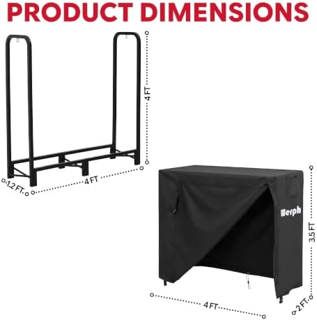 Werph 4FT Firewood Rack Outdoor, Heavy Duty Firewood Storage Rack