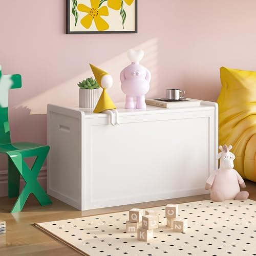 Storage Chest, Entryway Storage Bench with 2 Safety Hinges, Storage Trunk wit...