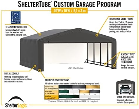 ShelterLogic ShelterTube Garage & Storage Shelter, 20' x 27' x 10...