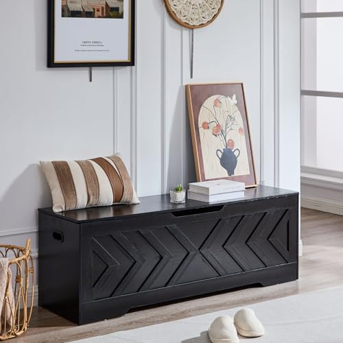 55.1” Storage Bench, Extra Large Entryway Bench with Storage,Storage Chest wi...