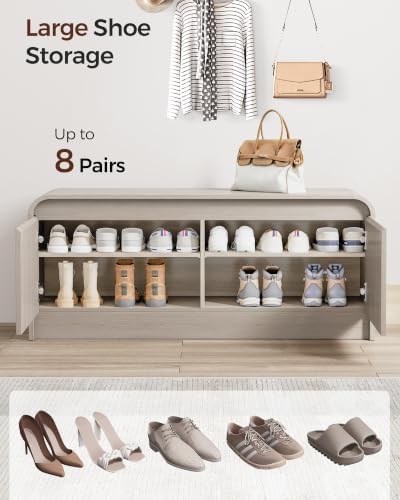 Homleke Modern Curved Entryway Shoe Storage Bench
