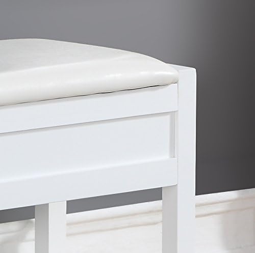 Roundhill Furniture Rouen Clean White Seating Bench with Shoe Storage,