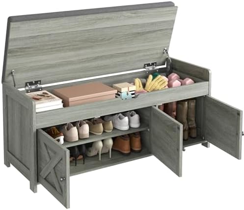 Pipishell Shoe Storage Bench, 2-Tier Shoe Bench with Cushioned Seat, Entryway...