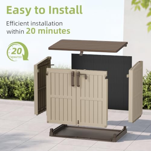 Bifanuo 36 Cu Ft Resin Outdoor Storage Shed, Horizontal Storage Cabinet