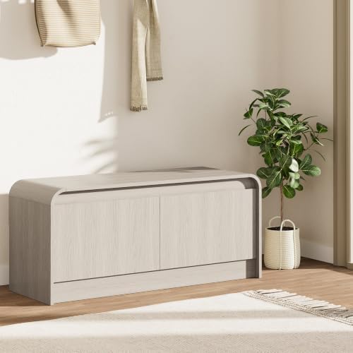Homleke Modern Curved Entryway Shoe Storage Bench