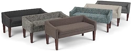SIMPLIHOME Parris 50" Wide Upholstered Bench in Platinum