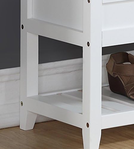 Roundhill Furniture Rouen Clean White Seating Bench with Shoe Storage,