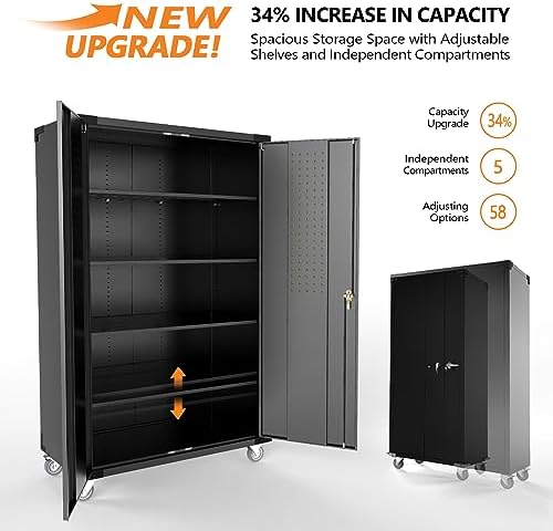VINGLI Upgraded Wide & Deep Garage Storage Cabinet, Metal Storage Cabinet...