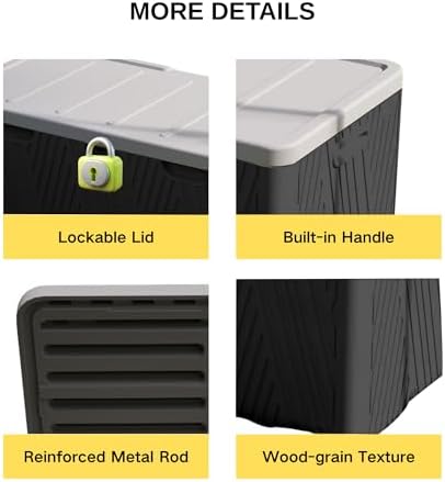Kingdura 110 Gallon Outdoor Storage Box, Waterproof Resin Deck Box for Indoor...