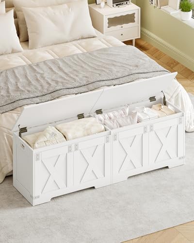 Hzuaneri 59" Modern Farmhouse Storage Chest and Bench | 70 Gal | 330lb Seat