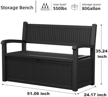 EasyUp 80 Gallon Outdoor Storage Bench Lockable Deck Box Outdoor Storage Box ...