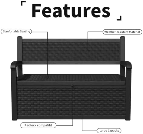 EasyUp 80 Gallon Outdoor Storage Bench Lockable Deck Box Outdoor Storage Box ...