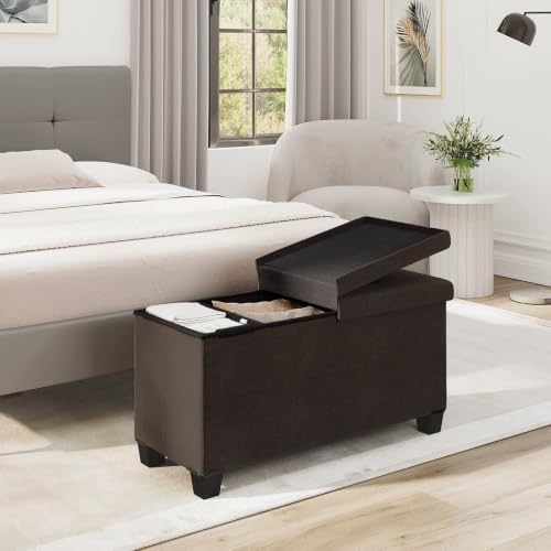 Nestl 30 Inch Storage Ottoman Bench with Storage Bins, Max 660 lbs Storage Ch...