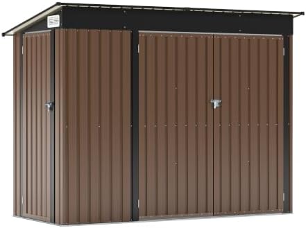 LAUSAINT HOME 8 x 4 FT Outdoor Storage Shed, Galvanized Steel Tool Shed with ...