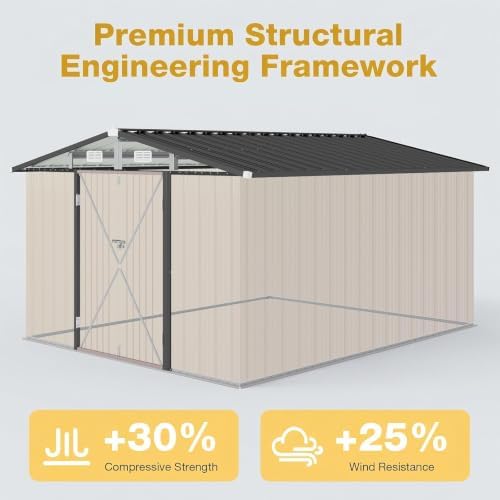 10x12FT Outdoor Storage Shed with Floor Brown