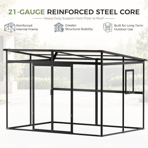 K Knowbody 10x7 FT Lean to shed with Floor & Openable Window, Gray&Black