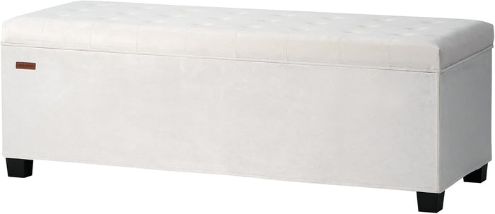 ABHENG Velvet Storage ottoman bench with legs,43.5”W x 15.7”D x 15.7”H,metal frame end of bed bench hold up to 770 LB,Large Storage Chest hold up to 770 LB,White UASND623W