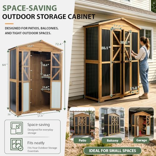 Gowoodhut Large Outdoor Storage Cabinet Tool Shed with 6 Adjustable Shelves