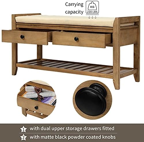 Merax Classic Wood Entryway Bench with Shoe Storge Wood Bench for Hallway Fro...