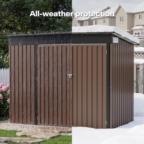 LAUSAINT HOME 8 x 4 FT Outdoor Storage Shed, Galvanized Steel Tool Shed with ...