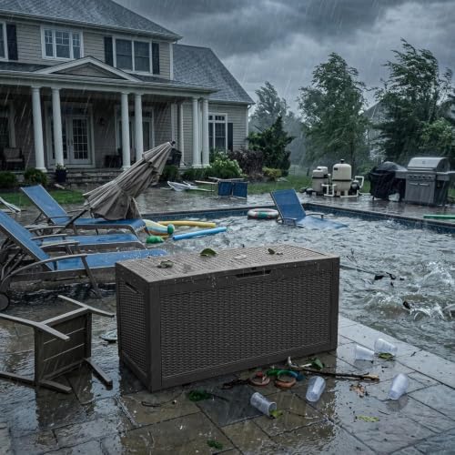 160 Gal Deck Box Outdoor Waterproof Storage Bench Lockable
