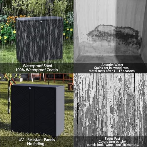 Diamond Cabinet with 1 Shelf, Black 33.5×15.1×34.3 Inch - Waterproof UV-Resis...