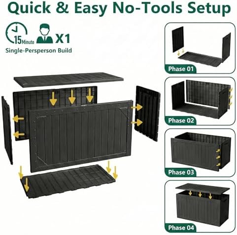 100 Gallon Outdoor Storage Bench - Waterproof Deck Box with Lock, UV Resistan...