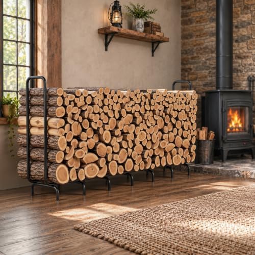 8.5FT Firewood Rack Outdoor, Heavy Duty Metal Wood Rack for Firewood Storage,...