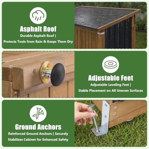 Outdoor Storage Cabinet, 51.4" W x 22.5" D x 70.5" H Tall Wood...