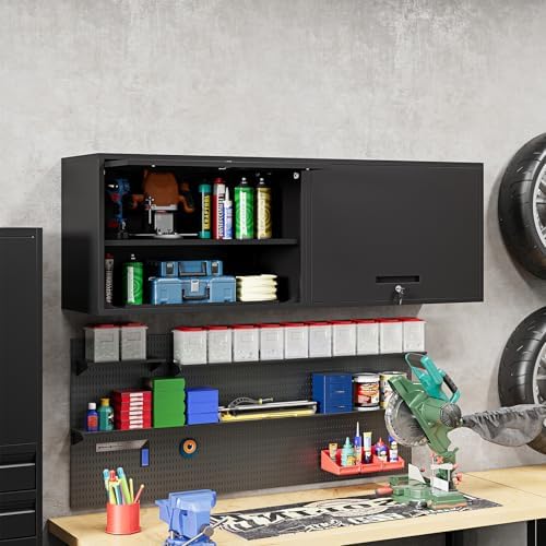 SISESOL Metal Wall Cabinet with Up-Flip Door, 21.6" H Mounted Storage Ca...