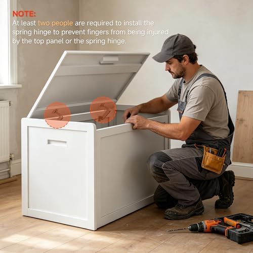 Storage Chest, Entryway Storage Bench with 2 Safety Hinges, Storage Trunk wit...