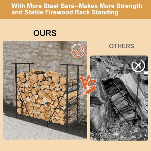 Vailge Firewood Rack Outdoor 8FT with Waterproof Firewood Carrier Bag, Adjust...