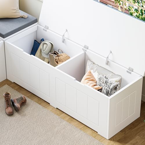 L-Shaped Corner Storage Bench Compartments & Cushioned Seat, Kitchen Brea...