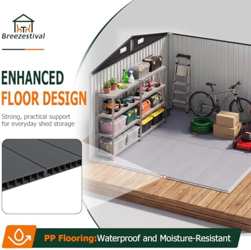 10x8FT Outdoor Storage Shed with Floor Black