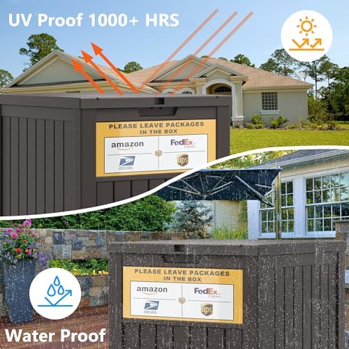 LHBGO Package Delivery Box for Outside with Sign, 48 Gallon Storage with Lock...