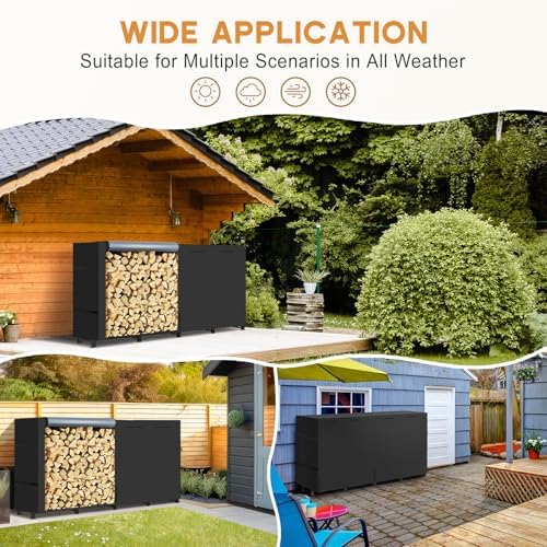 8ft Firewood Rack Outdoor with Waterproof Widened Cover