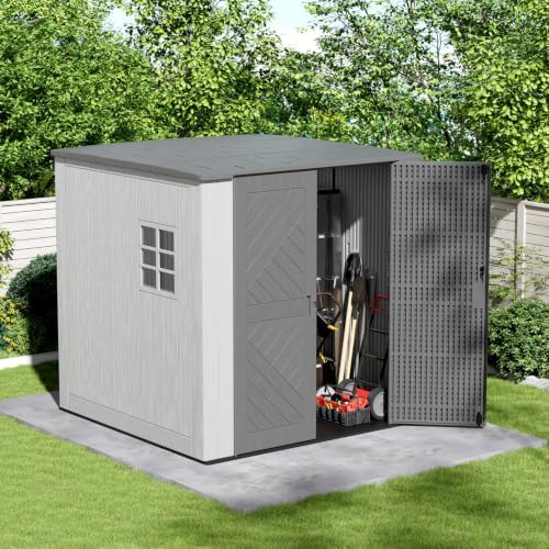 HOMSPARK Outdoor Storage Shed 6x6 Ft, All-Weather Resistant Resin Garden Shed...