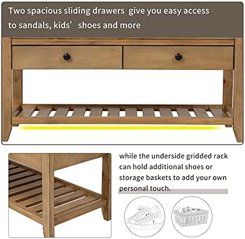 Merax Classic Wood Entryway Bench with Shoe Storge Wood Bench for Hallway Fro...