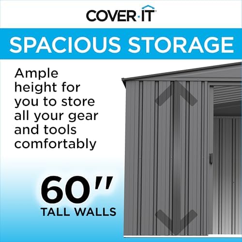 Cover It 6' x 4' Galvanized Steel Outdoor Storage Shed with Pent Roof...