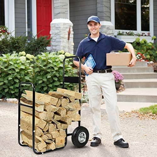 Goplus Firewood Log Rack Indoor Outdoor Fireplace Storage Holder Logs Heavy D...