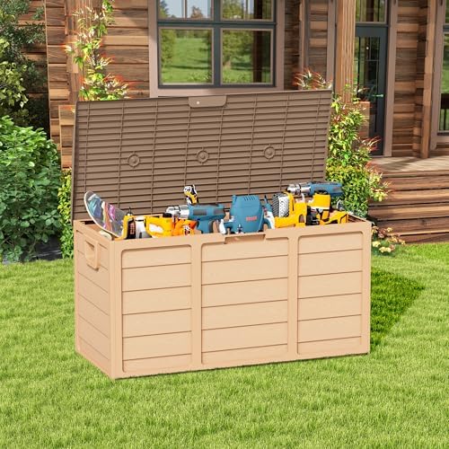 75 Gallon Outdoor Deck Box - Heavy Duty Resin Storage with Lockable Lid, UV R...